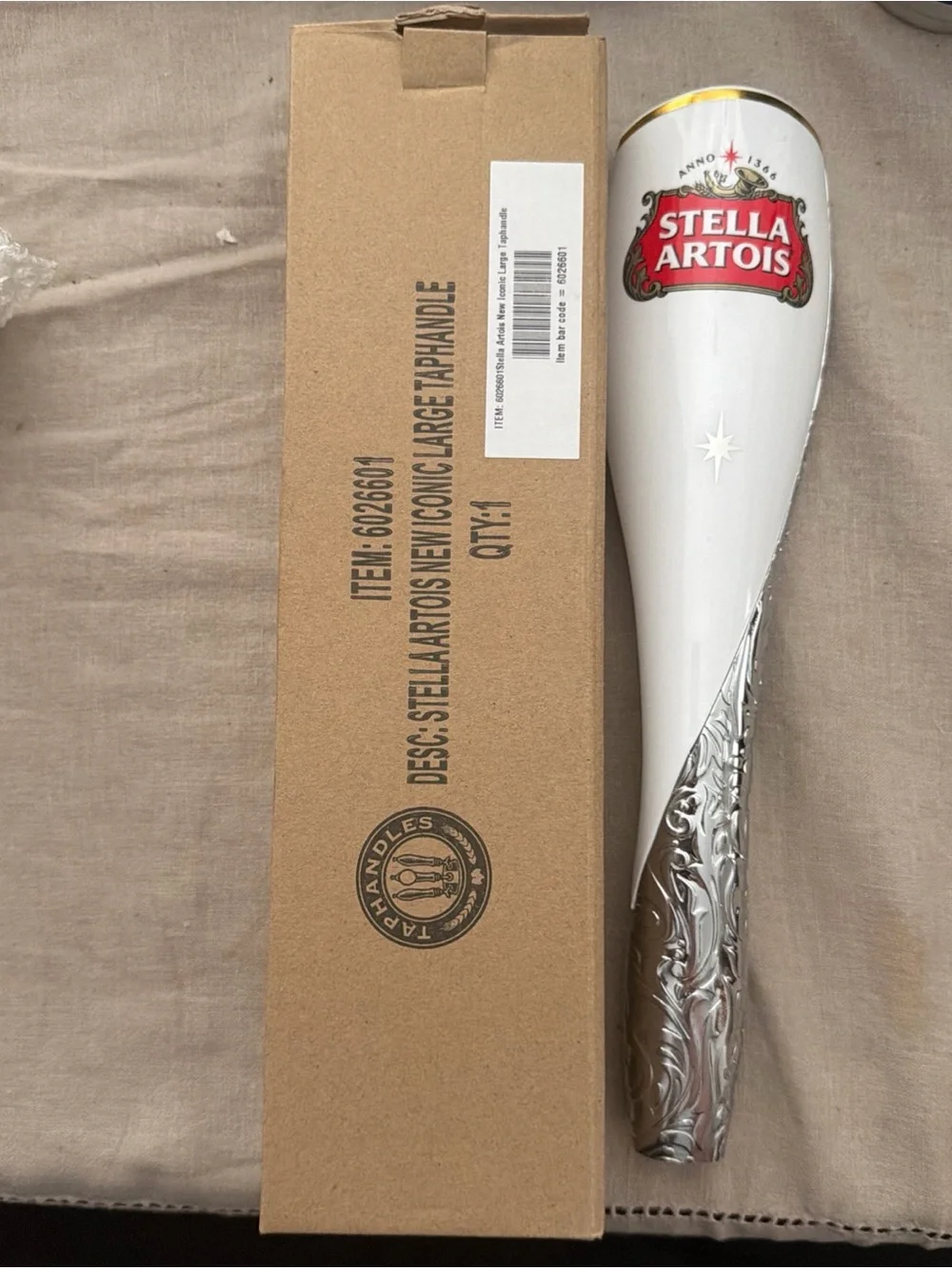 New Stella Artois White & Silver Pilsner Tap Handle